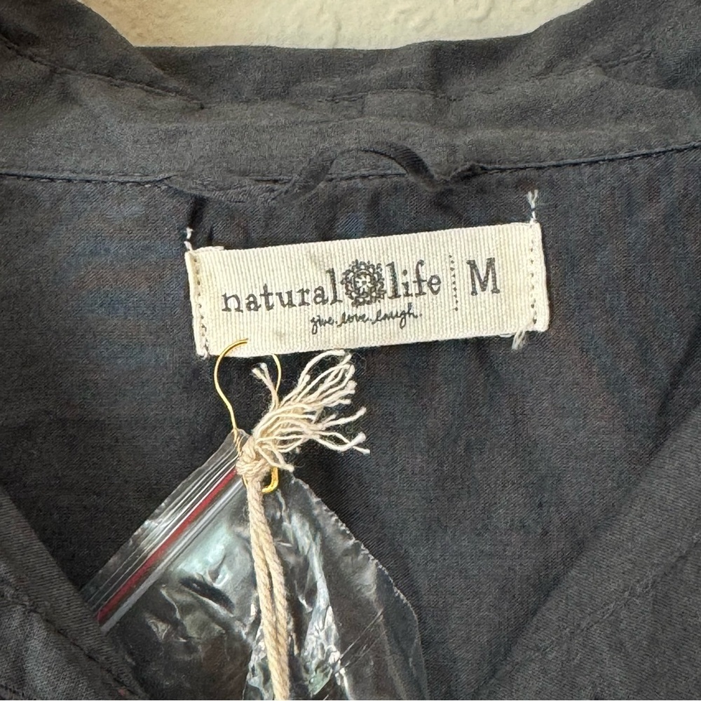 NWT NATURAL LIFE Cotton Button Front Shirt Dress With Embroidered Star Patches M - Picture 5 of 15
